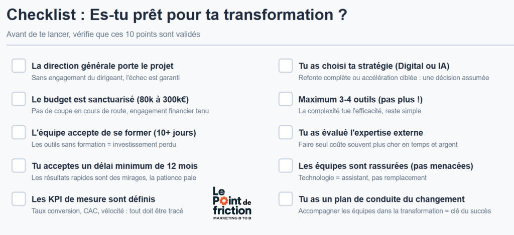 Checklist Es tu prêt pour ta transformation - A télécharger gratuitement